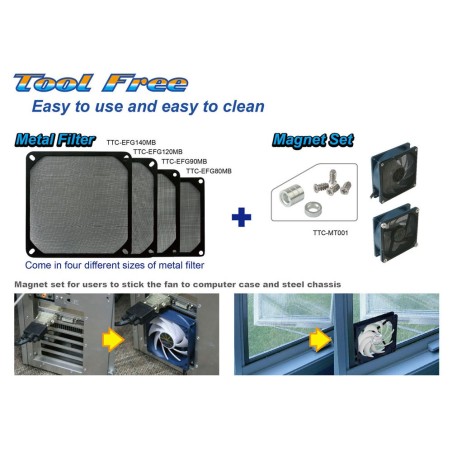 Titan TTC-MT001, Magnetisches Lüfterschraubenset, für beliebige Lüfter- und Filtergittergrößen, silber