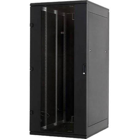 19" Netzwerkschrank 22HE, Triton RMA-22-A61-BAX-A1-LAA, 600x1000, Glastür (li.) & perforierter Blechrücktür (li.), schwarz