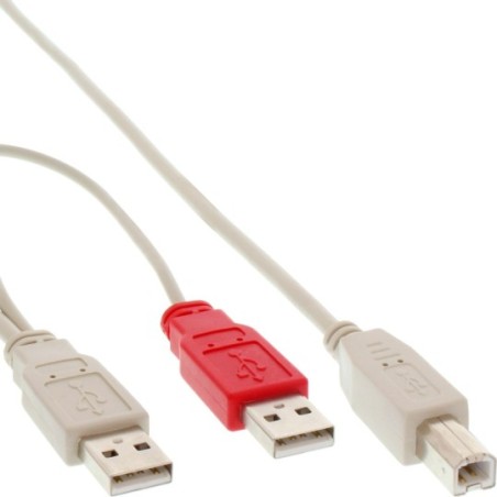 InLine®, Câble de raccordement USB 2.0 2x prise A à prise B, 1,0m