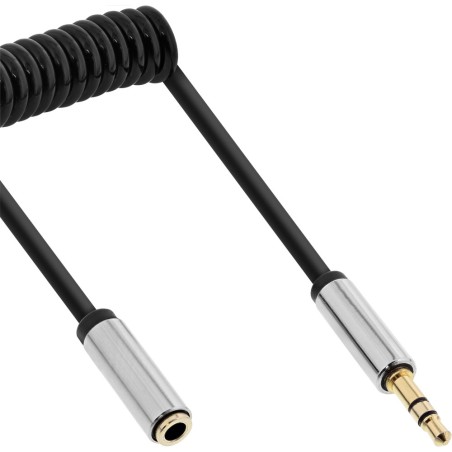 InLine® Slim Audio Spiralkabel Klinke 3,5mm ST/BU, 4-polig, Stereo, 1m