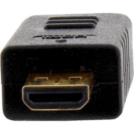 Câble Superslim HDMI A à D InLine®, HDMI haute vitesse avec Ethernet, Premium, noir / or, 1,8 m