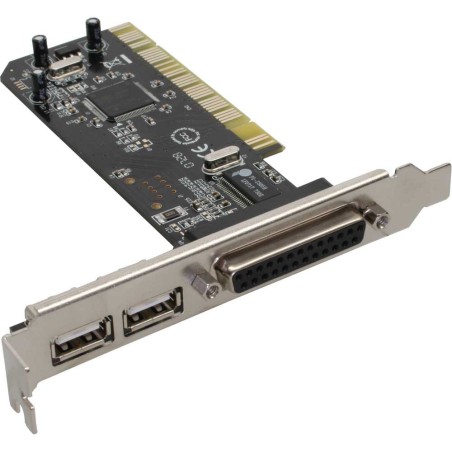 Carte d'interface, InLine®, 2x USB 2.0 + 1x parallèle, PCI