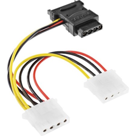 Câble adaptateur d'électricité SATA, InLine®, SATA prise femelle à 3x 5,25" mâle, 15cm