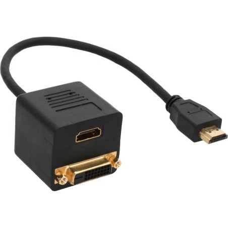 Câble adaptateur HDMI, prise HDMI sur DVI-D prise femelle + prise HDMI femelle