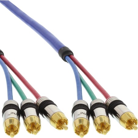 Câble Cinch RGB vidéo, InLine®, PREMIUM, prise doré, 3x Cinch mâle/mâle, 30m